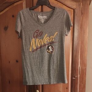 Women's Heather Gray Graphic Florida State Seminoles Short Sleeve Tee Shirt